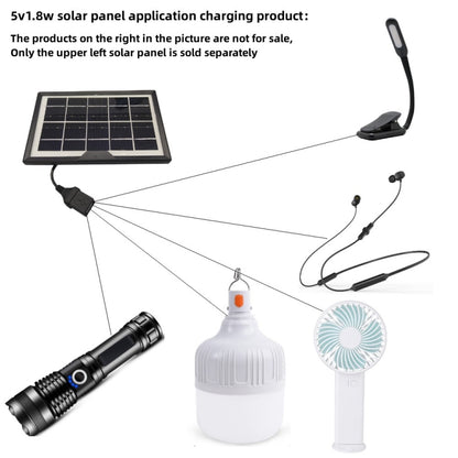 Small Table Lamp Flashlight With USB Female Head 5V/1.8W Solar Panel(Black) - Solar Panels by buy2fix | Online Shopping UK | buy2fix