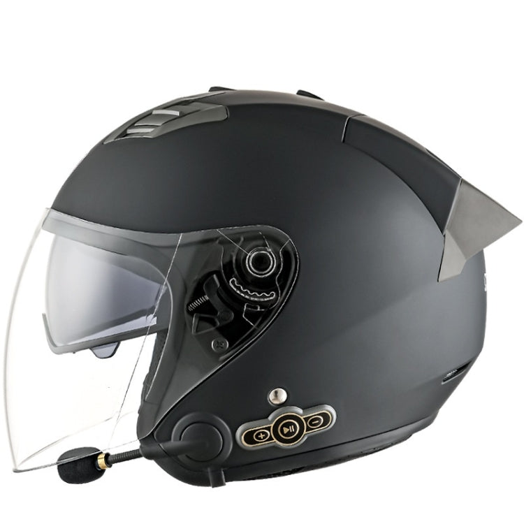 KUQIBAO Motorcycle Smart Bluetooth Sun Protection Double Lens Safety Helmet, Size: XL(Matte Black+Gray Tail) - Helmets by KUQIBAO | Online Shopping UK | buy2fix