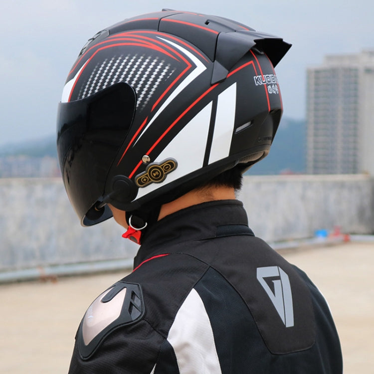 KUQIBAO Motorcycle Smart Bluetooth Sun Protection Double Lens Safety Helmet, Size: L(Bright Black+Gray Tail) - Helmets by KUQIBAO | Online Shopping UK | buy2fix