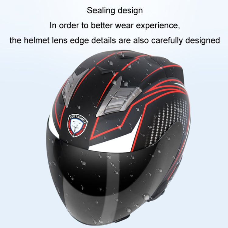 KUQIBAO Motorcycle Smart Bluetooth Sun Protection Double Lens Safety Helmet, Size: XXL(White Phantom Fiber+Gray Tail) - Helmets by KUQIBAO | Online Shopping UK | buy2fix