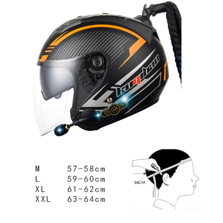 KUQIBAO Motorcycle Bluetooth Headset Double Lens Helmet With Braid, Size: L(Bright Black) - Helmets by KUQIBAO | Online Shopping UK | buy2fix