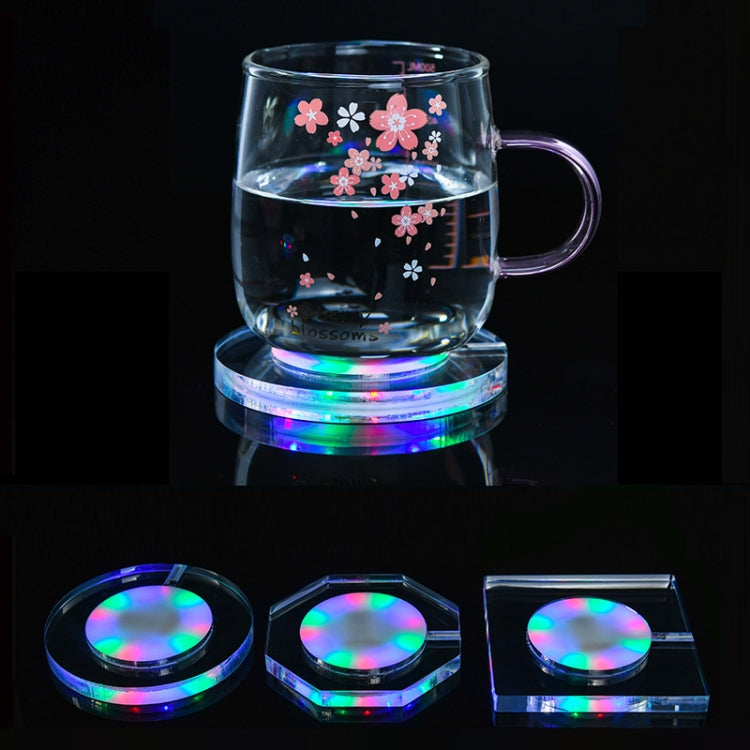 100x4mm Square LED Light Up Acrylic Coaster Transparent Crystal Base(White Light) - Car Drink Holders by buy2fix | Online Shopping UK | buy2fix