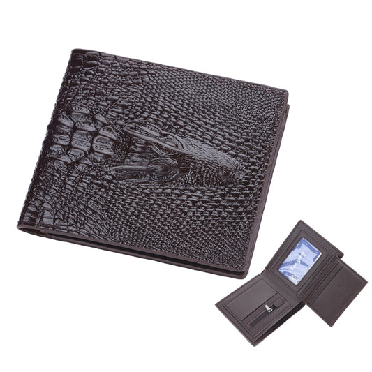 Baellerry Crocodile Print Men Short Wallet Vintage Multi-card Slot Coin Purse(Brown Head) - Wallets by Baellerry | Online Shopping UK | buy2fix