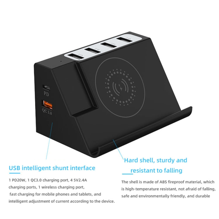 PD 20W +QC 3.0 Wireless Charging+6 Ports Multi-function Charger(US Plug) - Multifunction Charger by buy2fix | Online Shopping UK | buy2fix