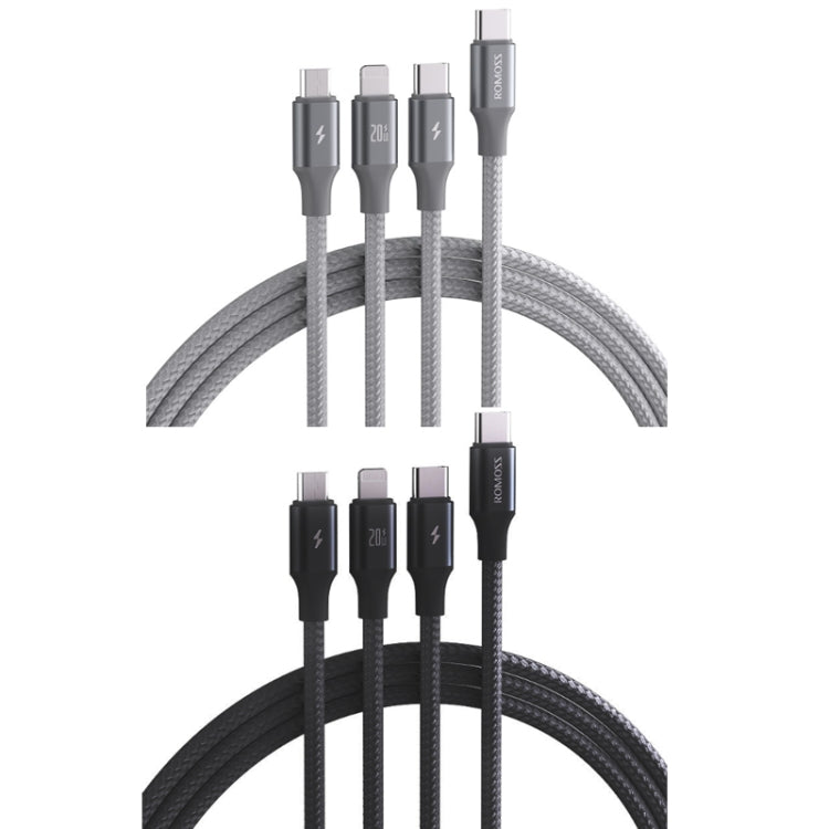 ROMOSS CB263N 1.5m PD20W Car Mobile Phone 3 In 1 TYPE-C Fast Charging Data Cable(Black) - Micro USB Cable by ROMOSS | Online Shopping UK | buy2fix