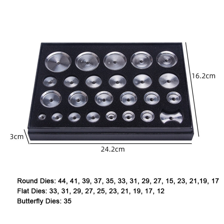 25pcs/set Aluminum Watch Back Case Closer Press Dies Watch Repair Tool - Watch Repair Tools by buy2fix | Online Shopping UK | buy2fix