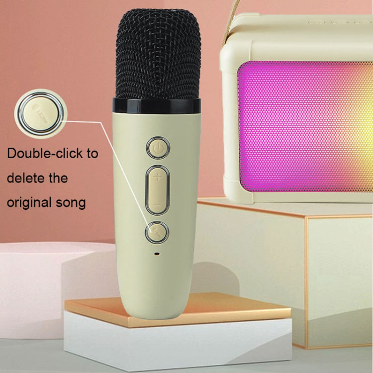 Portable RGB Lighting Effect Bluetooth Speaker Home Mini Karaoke Audio, Style: Dual Microphone+Speaker(Beige) - Microphone by buy2fix | Online Shopping UK | buy2fix