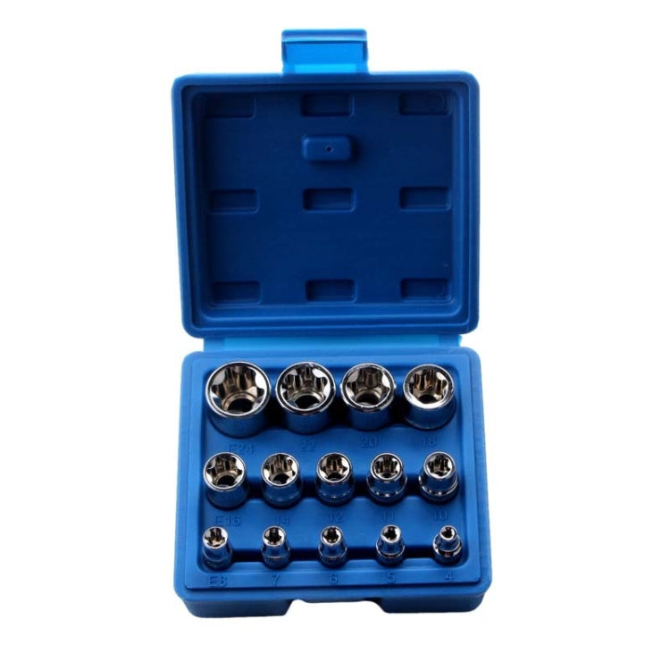 14pcs/set E-type 6-corner Plum Blossom Socket Combination Car Repair Kit Tool(Box Color Random Delivery) - Nuts & Bolts by buy2fix | Online Shopping UK | buy2fix