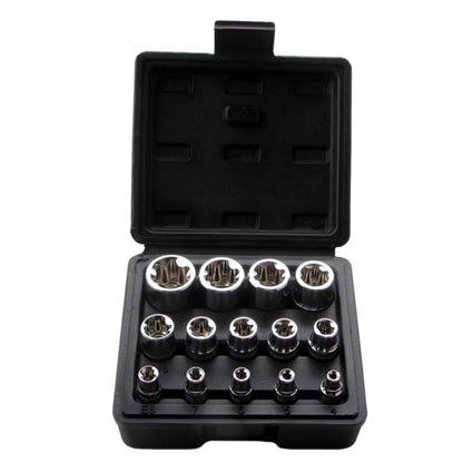 14pcs/set E-type 6-corner Plum Blossom Socket Combination Car Repair Kit Tool(Box Color Random Delivery) - Nuts & Bolts by buy2fix | Online Shopping UK | buy2fix