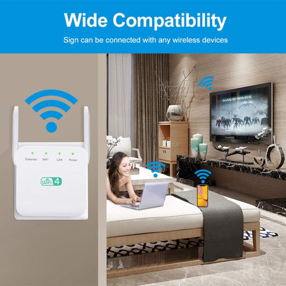 2.4G 300M Wi-Fi Amplifier Long Range WiFi Repeater Wireless Signal Booster EU Plug Black - Broadband Amplifiers by buy2fix | Online Shopping UK | buy2fix