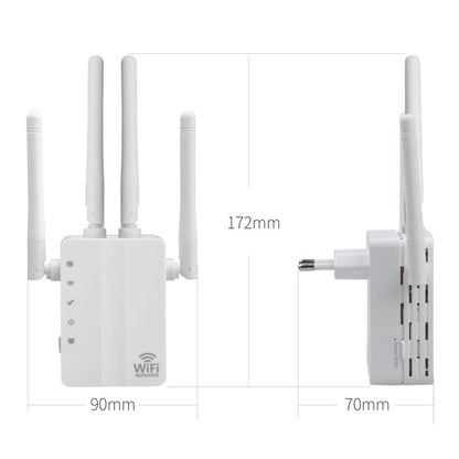 5G/2.4G 1200Mbps WiFi Range Extender WiFi Repeater With 2 Ethernet Ports US Plug Black - Broadband Amplifiers by buy2fix | Online Shopping UK | buy2fix