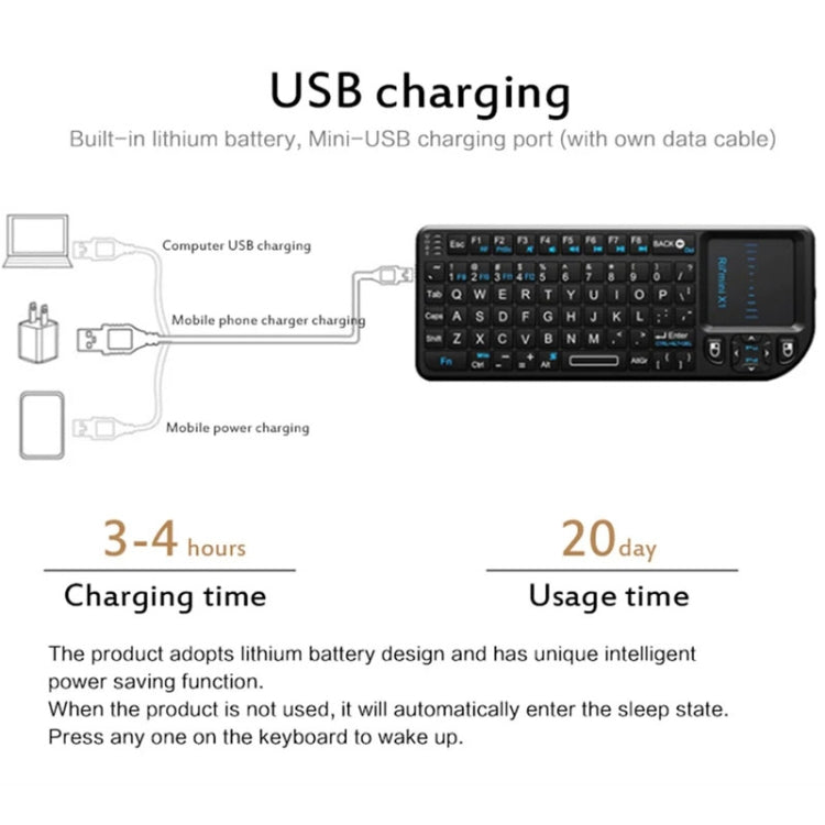 Rii X1 2.4G Mini Classic Wireless Keyboard Keypad And Mouse All-In-One Kit(Black) - Mini Keyboard by Rii | Online Shopping UK | buy2fix