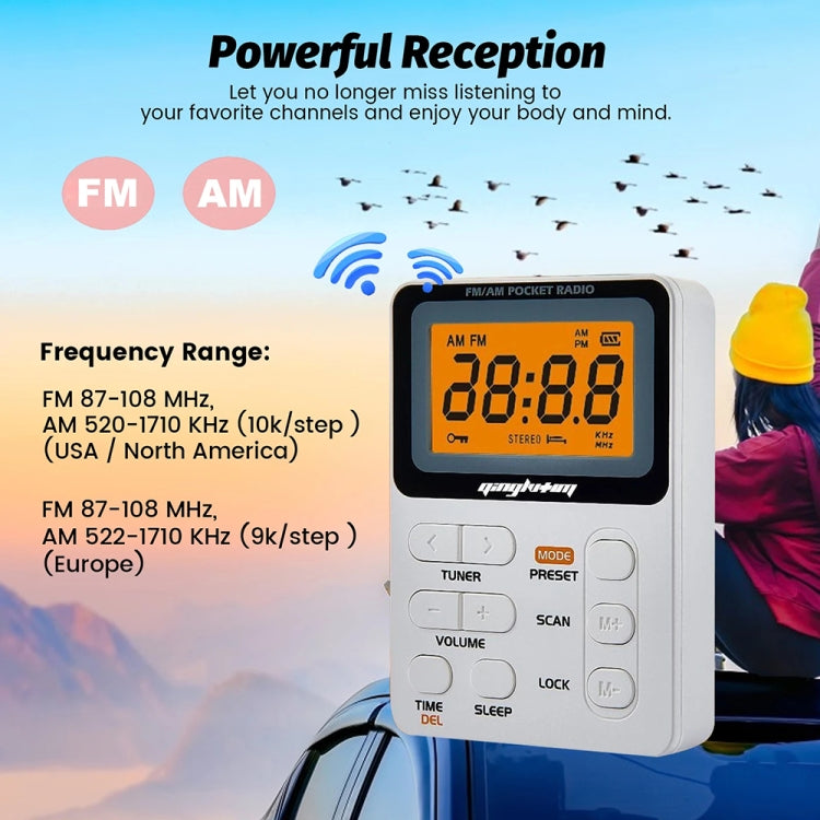 SH-01 LED Display Portable FM/AM Two-band Radio Special for Listening Tests, Style: US Version(White) - Radio Player by buy2fix | Online Shopping UK | buy2fix