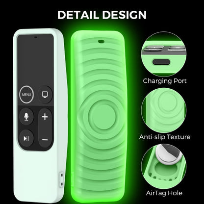 For Apple TV HD / 4K+AirTag AhaStyle PT175 Remote Control Tracker 2 In 1 Silicone Protective Cover(Luminous Green) - Remote Control Covers by AhaStyle | Online Shopping UK | buy2fix