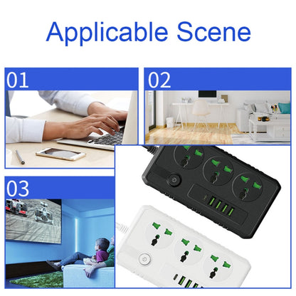 B09 2m 3000W 3 Plugs + PD + 4-USB Ports Multifunctional Flame-Retardant Socket With Switch(UK Plug) - Extension Socket by buy2fix | Online Shopping UK | buy2fix