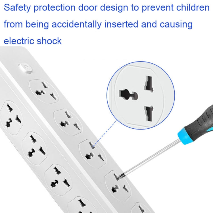 D15 2m 3000W 10 Plugs + PD + 3-USB Ports Vertical Socket With Switch, Specification: Two-pin US Plug - Extension Socket by buy2fix | Online Shopping UK | buy2fix