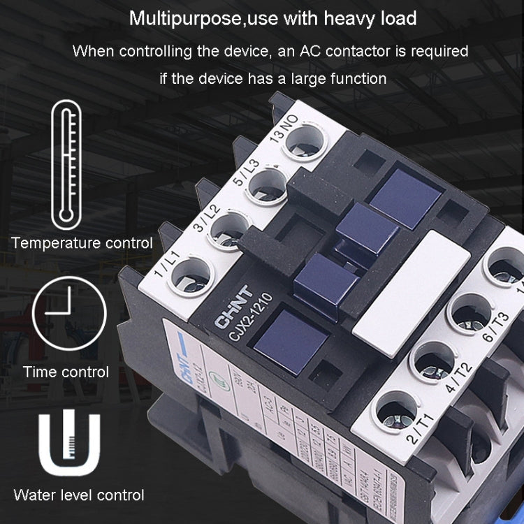 CHNT CJX2-1210 12A 220V Silver Alloy Contacts Multi-Purpose Single-Phase AC Contactor - Relays by CHNT | Online Shopping UK | buy2fix