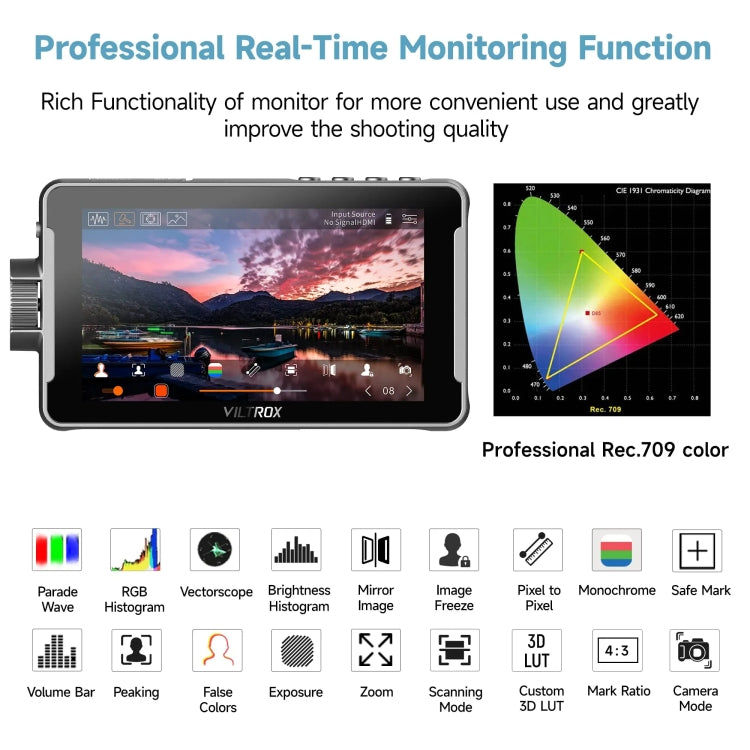 VILTROX DC550 Button Model 5.5 Inch Camera Studio Monitors 4K HDMI 3D LUT Director Monitor - On-camera Monitors by VILTROX | Online Shopping UK | buy2fix