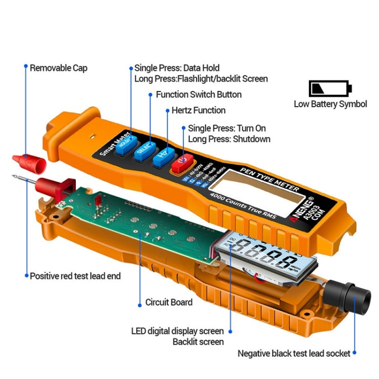 ANENG A3003 Multi-Function Pen-Type High-Precision Smart Multimeter(Black) - Digital Multimeter by ANENG | Online Shopping UK | buy2fix