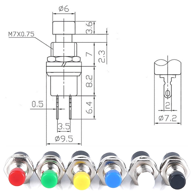 10 PCS 7mm Thread Multicolor 2 Pins Momentary Push Button Switch(Red) - Consumer Electronics by buy2fix | Online Shopping UK | buy2fix