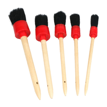 5 in 1 Car Detailing Brush Cleaning Natural Boar Hair Brushes Auto Detail Tools Products Wheels Dashboard (Black) - In Car by buy2fix | Online Shopping UK | buy2fix