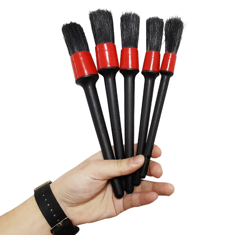 5 in 1 Car Detailing Brush Cleaning Natural Boar Hair Brushes Auto Detail Tools Products Wheels Dashboard,Random Color Delivery - In Car by buy2fix | Online Shopping UK | buy2fix