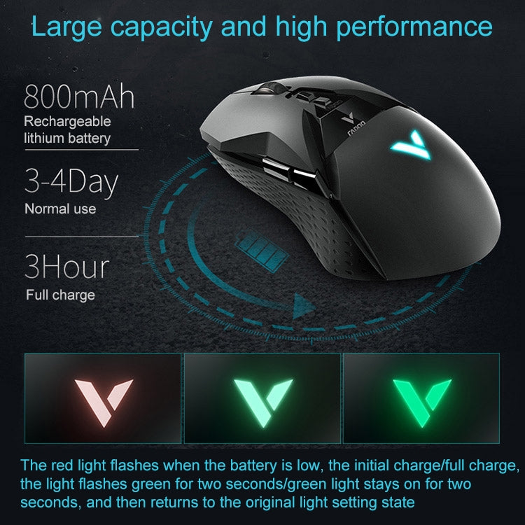 Rapoo VT950Q 16000 DPI 11 Buttons  Gaming Display Programming Wireless Gaming Mouse, Support Qi Wireless Charging(Black) - Wireless Mice by buy2fix | Online Shopping UK | buy2fix