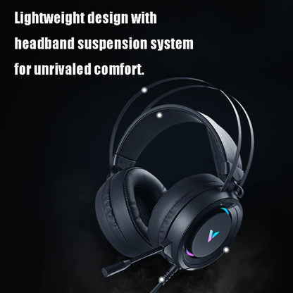 Rapoo VH500C Desktop Computer 7.1 Channel RGB Luminous Game Headset with Short Microphone, Cable Length: 2.2m(Black) - Multimedia Headset by Rapoo | Online Shopping UK | buy2fix
