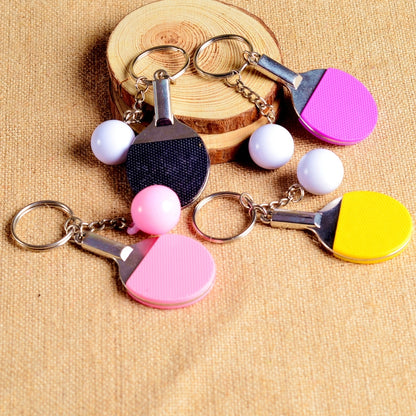 2 PCS Creative Metal table Tennis Keychain Handmade Jewelry Gift Sports Keychain, Specification:2×2.8×6.5cm(Yellow) - Key Rings by buy2fix | Online Shopping UK | buy2fix