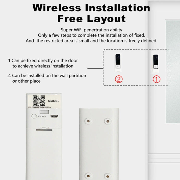 M200B WiFi Intelligent Square Button Video Doorbell, Support Infrared Motion Detection & Adaptive Rate & Two-way Intercom & Remote / PIR Wakeup(White) - Security by buy2fix | Online Shopping UK | buy2fix