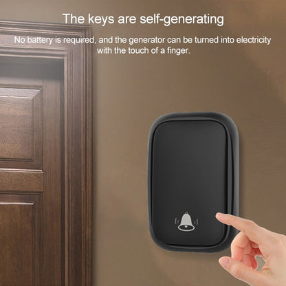 CACAZI FA88 Self-Powered Smart Home Wireless Doorbell, UK Plug(Black) - Security by CACAZI | Online Shopping UK | buy2fix