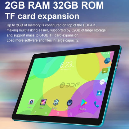 BDF H1 3G Phone Call Tablet PC, 10.1 inch, 2GB+32GB, Android 9.0, MTK8321 Octa Core Cortex-A7, Support Dual SIM & Bluetooth & WiFi & GPS, EU Plug(Blue) - BDF by BDF | Online Shopping UK | buy2fix