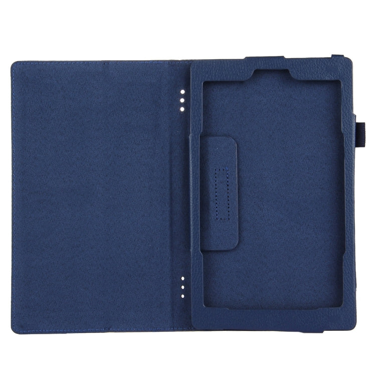 For Amazon Kindle Fire HD8 (2017) Litchi Texture Horizontal Flip Leather Case with Holder(Dark Blue) - Mobile Accessories by buy2fix | Online Shopping UK | buy2fix