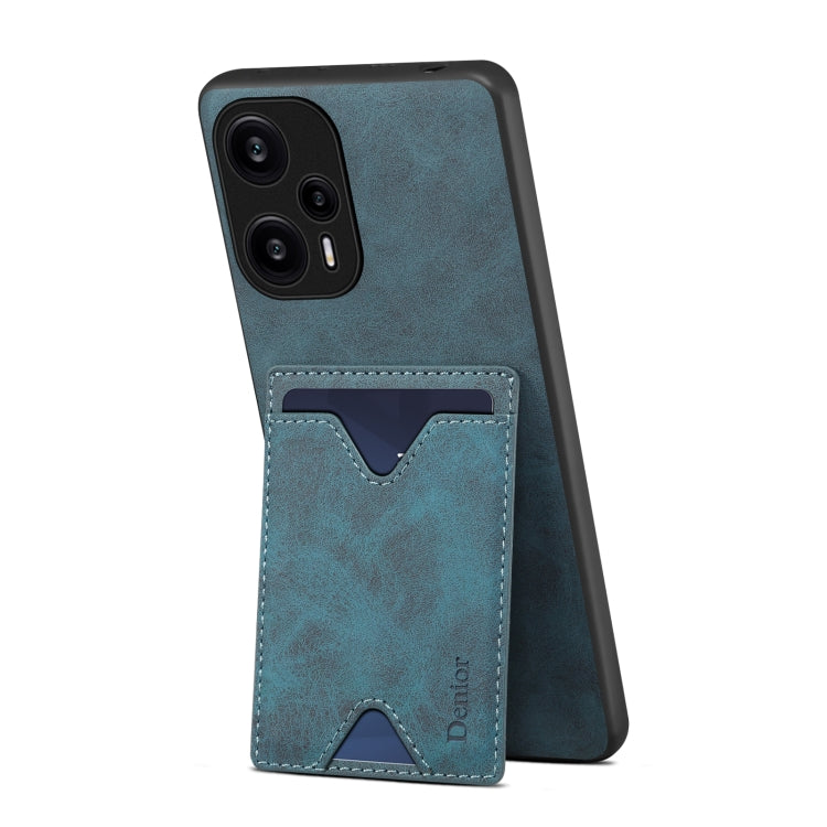Denior PU Back Cover Card Slot Holder Phone Case For Xiaomi Redmi Note 12 Turbo / Poco F5(Blue) - Xiaomi Cases by Denior | Online Shopping UK | buy2fix