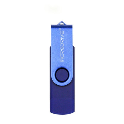 MicroDrive 128GB USB 2.0 Phone and Computer Dual-use Rotary OTG Metal U Disk (Blue) - USB Flash Drives by MicroDrive | Online Shopping UK | buy2fix