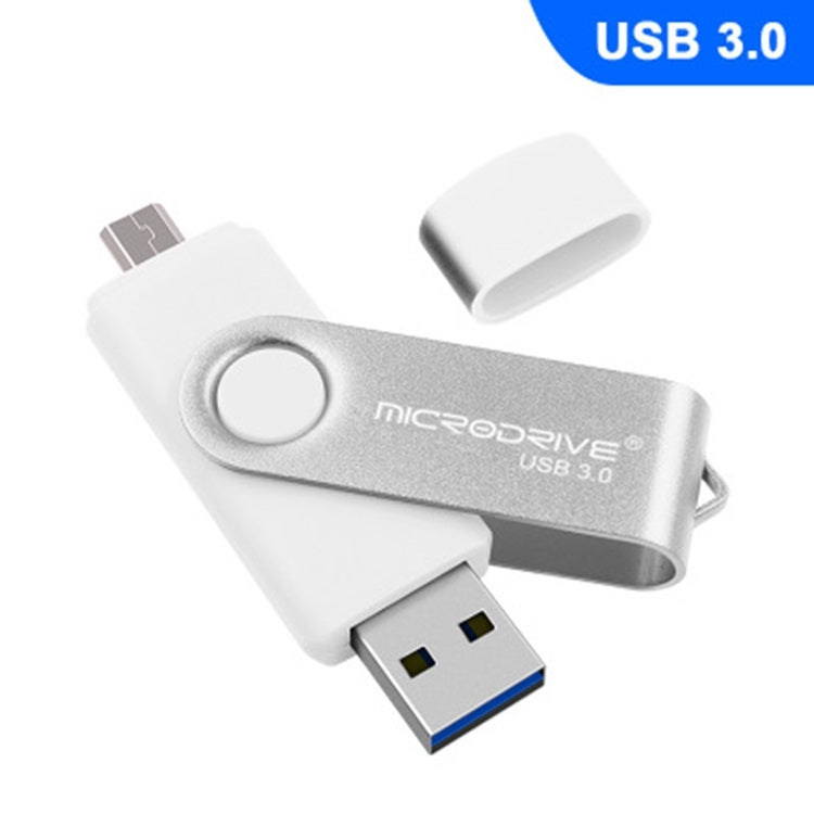 MicroDrive 16GB USB 3.0 Android Phone & Computer Dual-use Rotary Metal U Disk (White) - USB Flash Drives by MicroDrive | Online Shopping UK | buy2fix