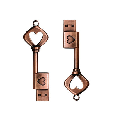 MicroDrive 16GB USB 2.0 Copper Love Key U Disk - USB Flash Drives by MicroDrive | Online Shopping UK | buy2fix