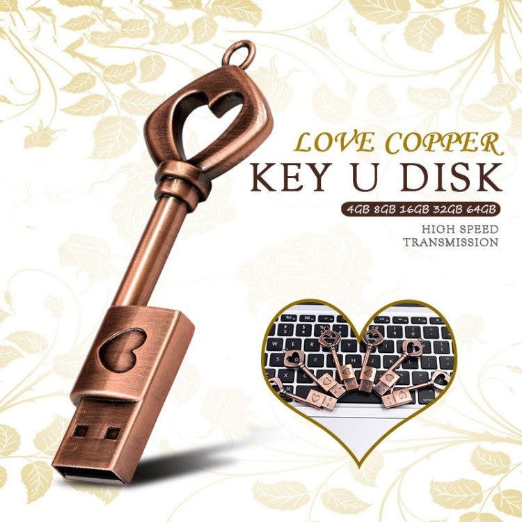 MicroDrive 64GB USB 2.0 Copper Love Key U Disk - USB Flash Drives by MicroDrive | Online Shopping UK | buy2fix